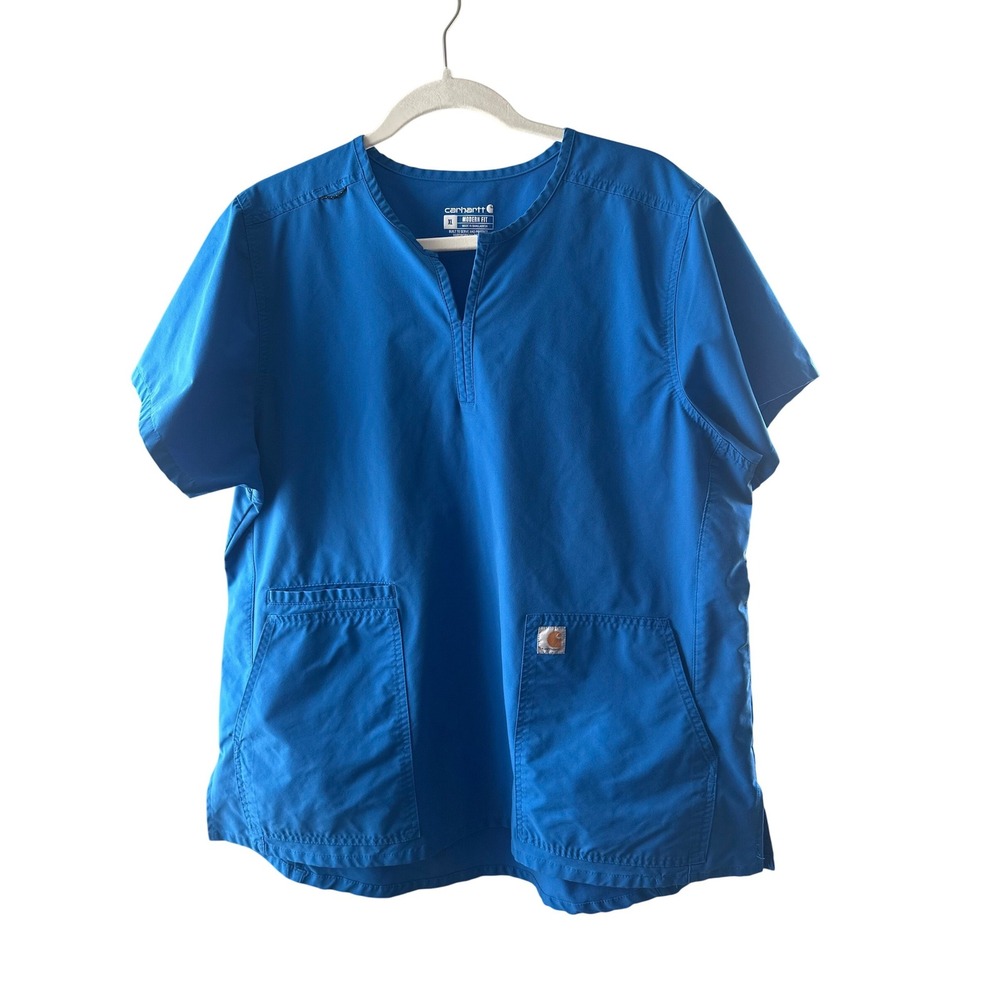 Carhartt Modern Fit Scrub‎ Top XL Blue V-Neck Short Sleeve C12213, Utility